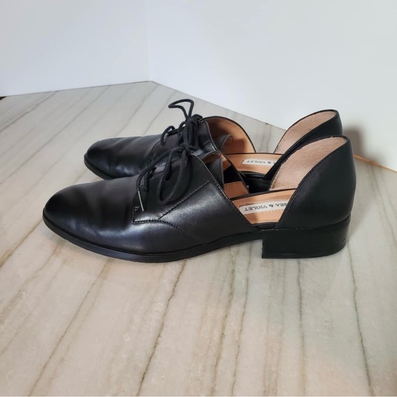 Chelsea & Violet Tayla Leather d’Orsay Oxfords Black 8 Academia Preppy - Picture 4 of 13